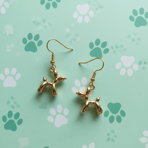 Balloon Dog Earrings Mint Paw Prints
