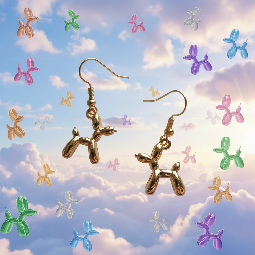 Balloon Dog Earrings Sky Fantasy