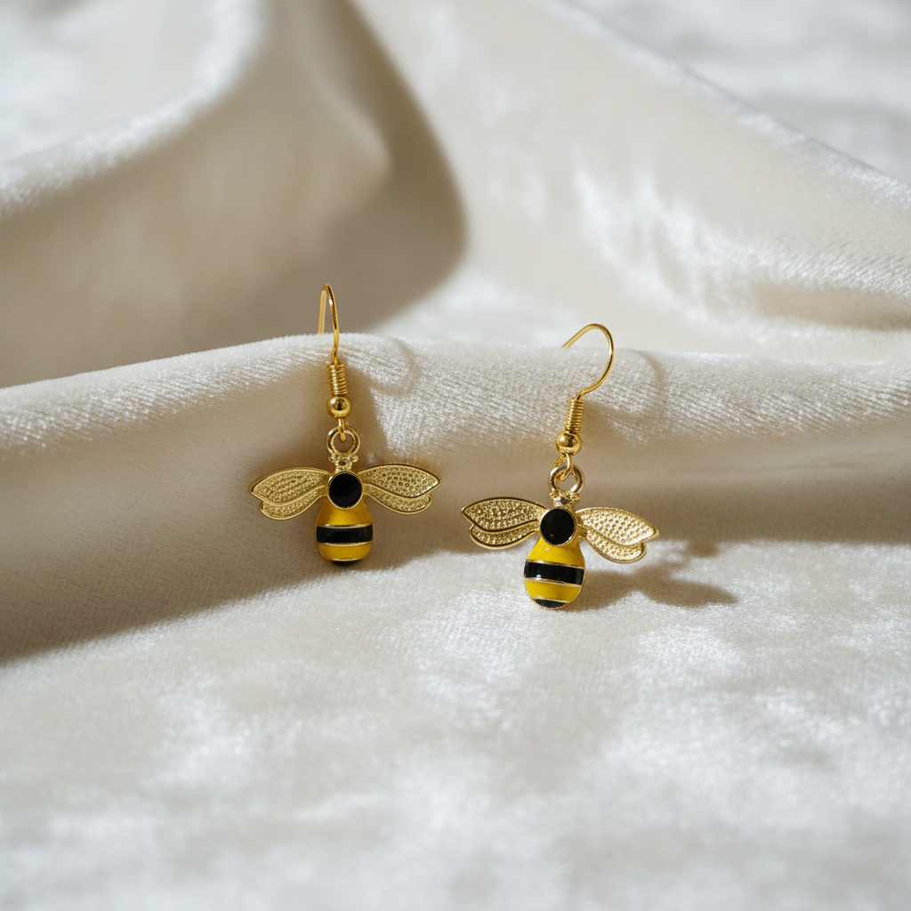 Bienen-Ohrhänger auf Samt