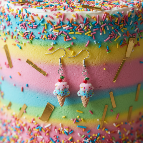 Eistüten-Ohrhänger mit Eistorte