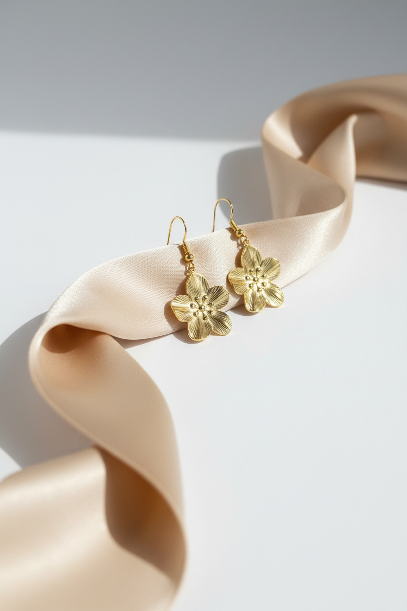 Goldene Blüten auf Seidenband