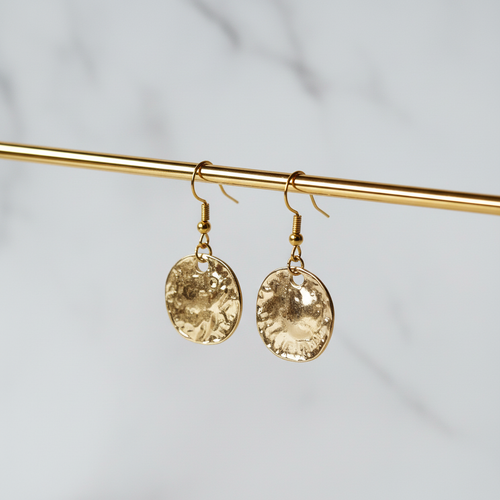 Hanging Earrings on Gold Bar
