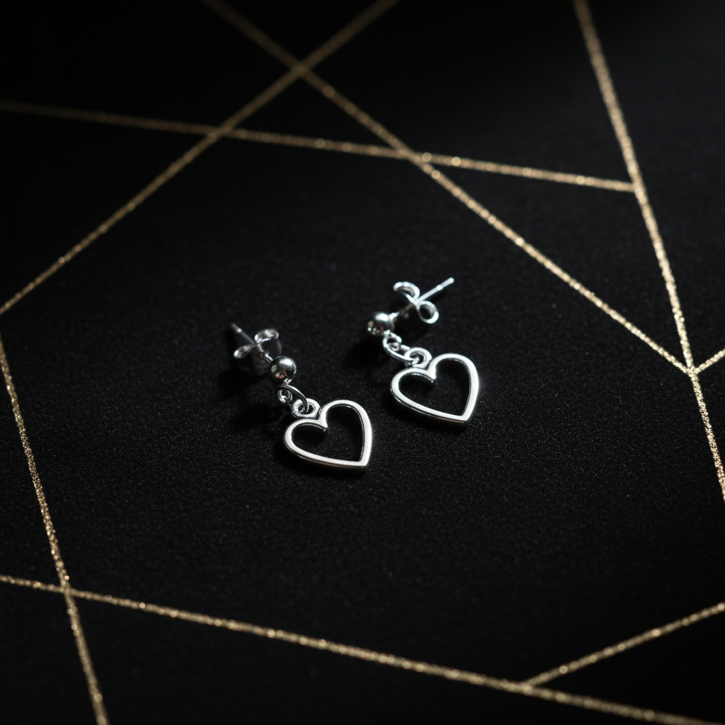 Herz-Ohrstecker mit Gold-Akzenten