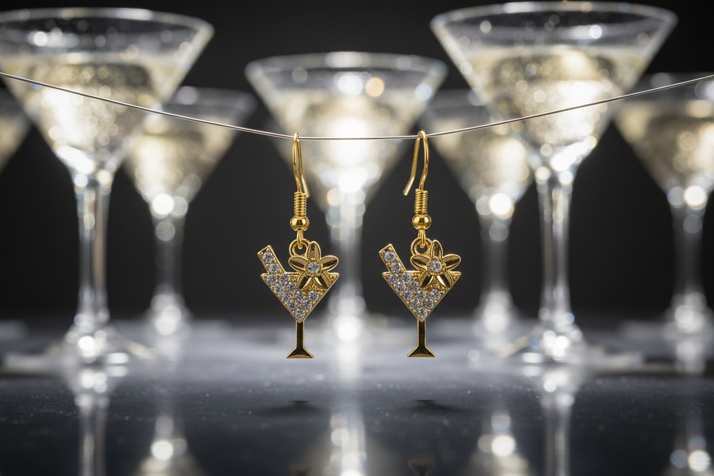Martini Ohrhänger Produktfokus mit Bokeh