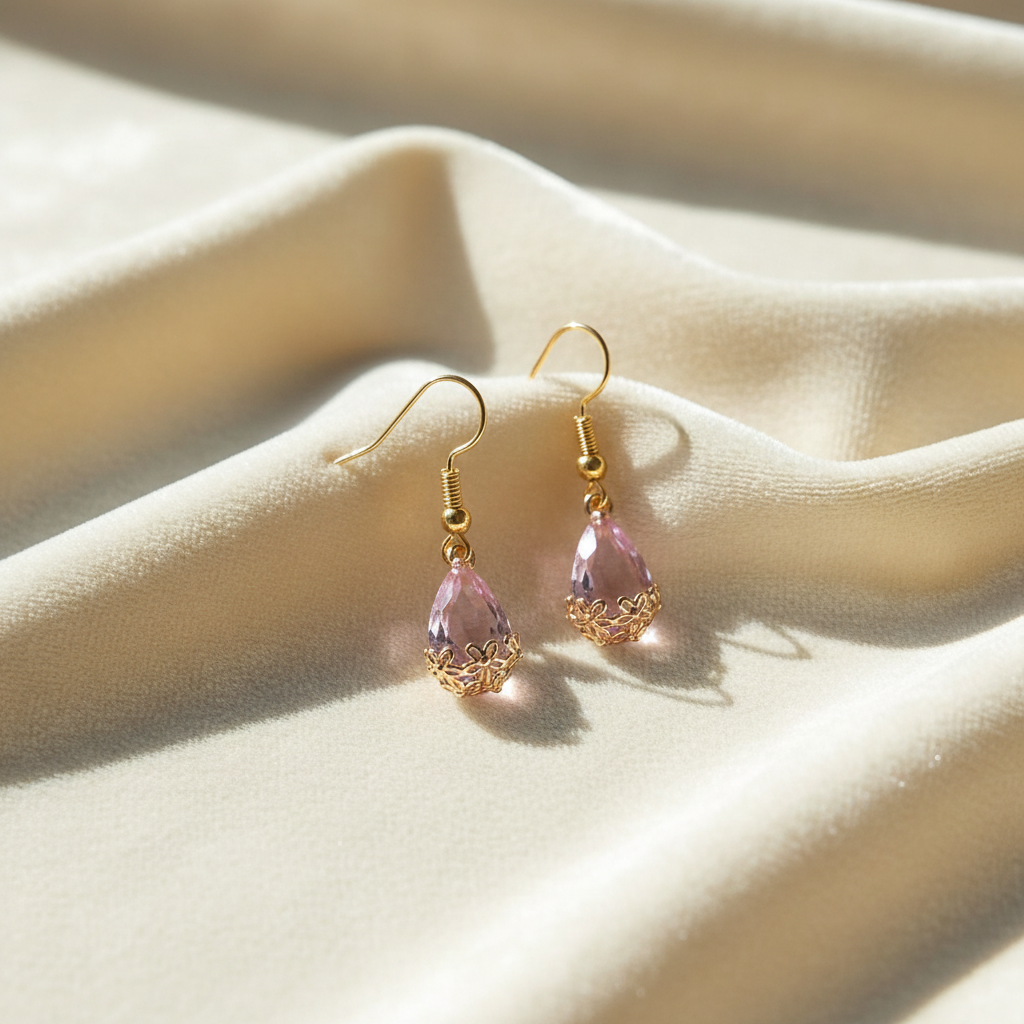 Ohrhänger auf cremefarbenem Samt