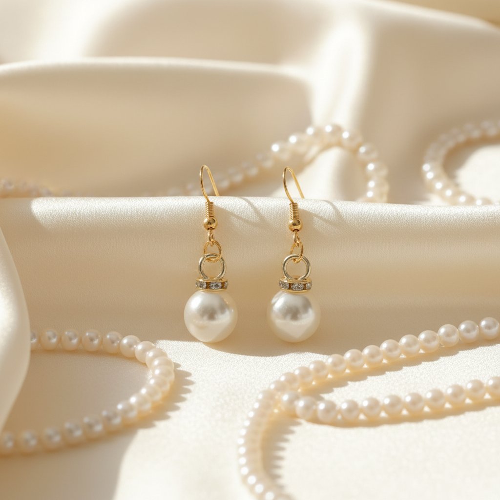 Perlen-Ohrhänger auf Seide