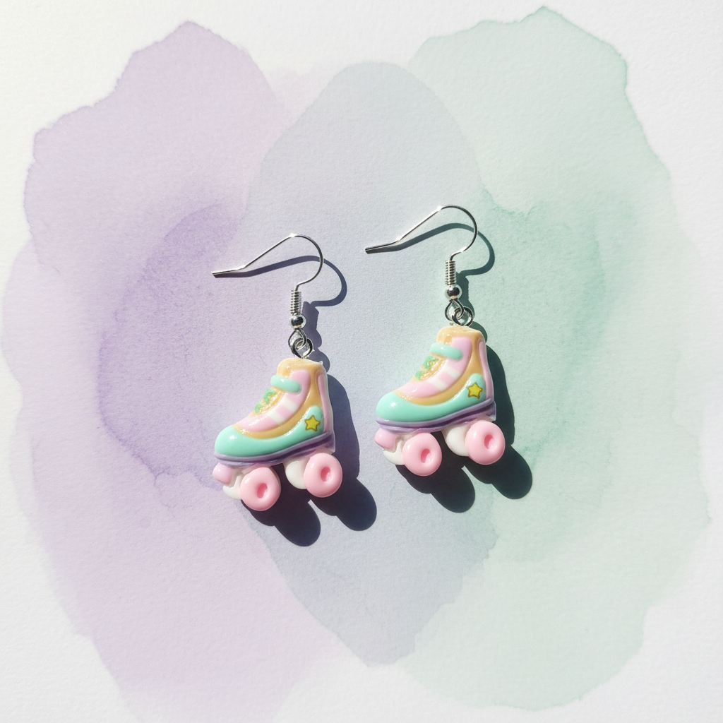 Rollschuh-Ohrhänger Aquarell