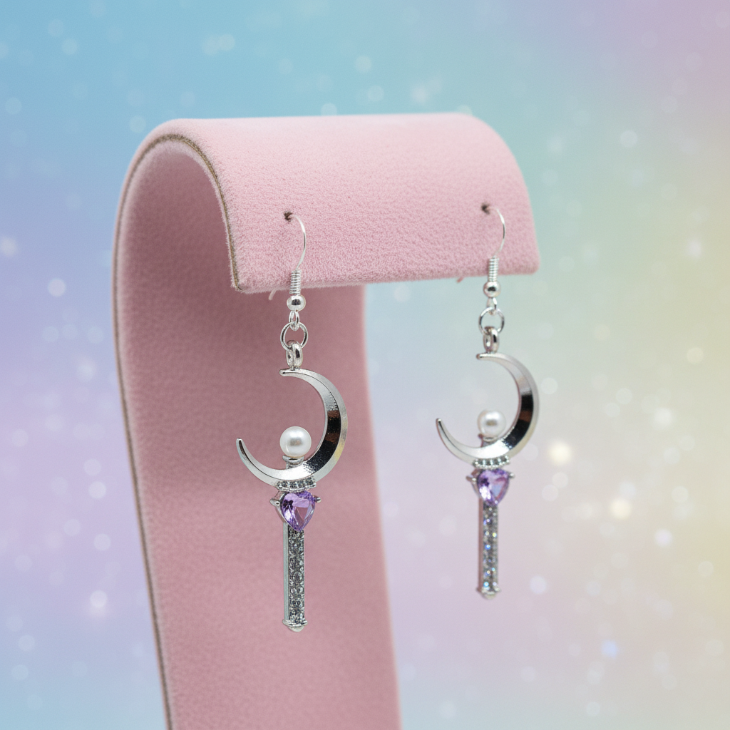 Sailor Moon Ohrhänger auf rosa Samt