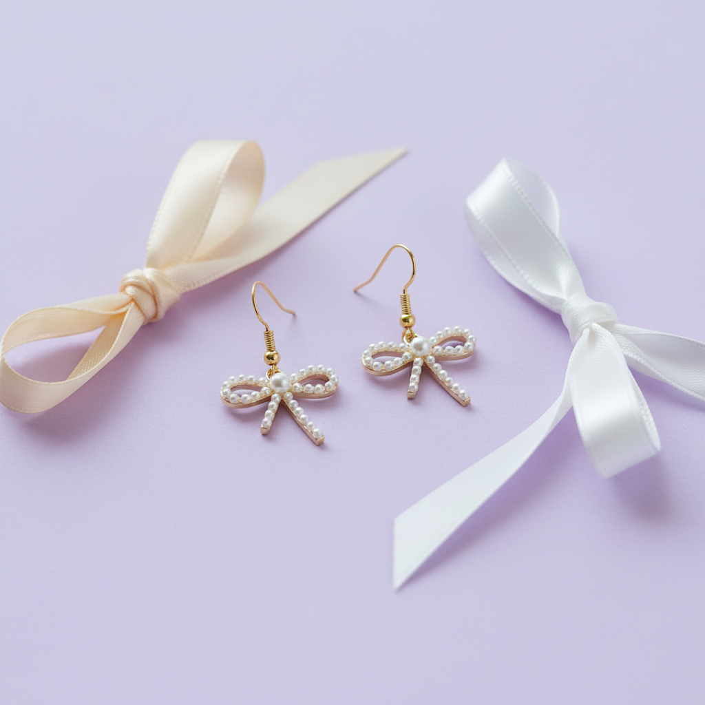 Schleifen-Ohrhänger Lavendel