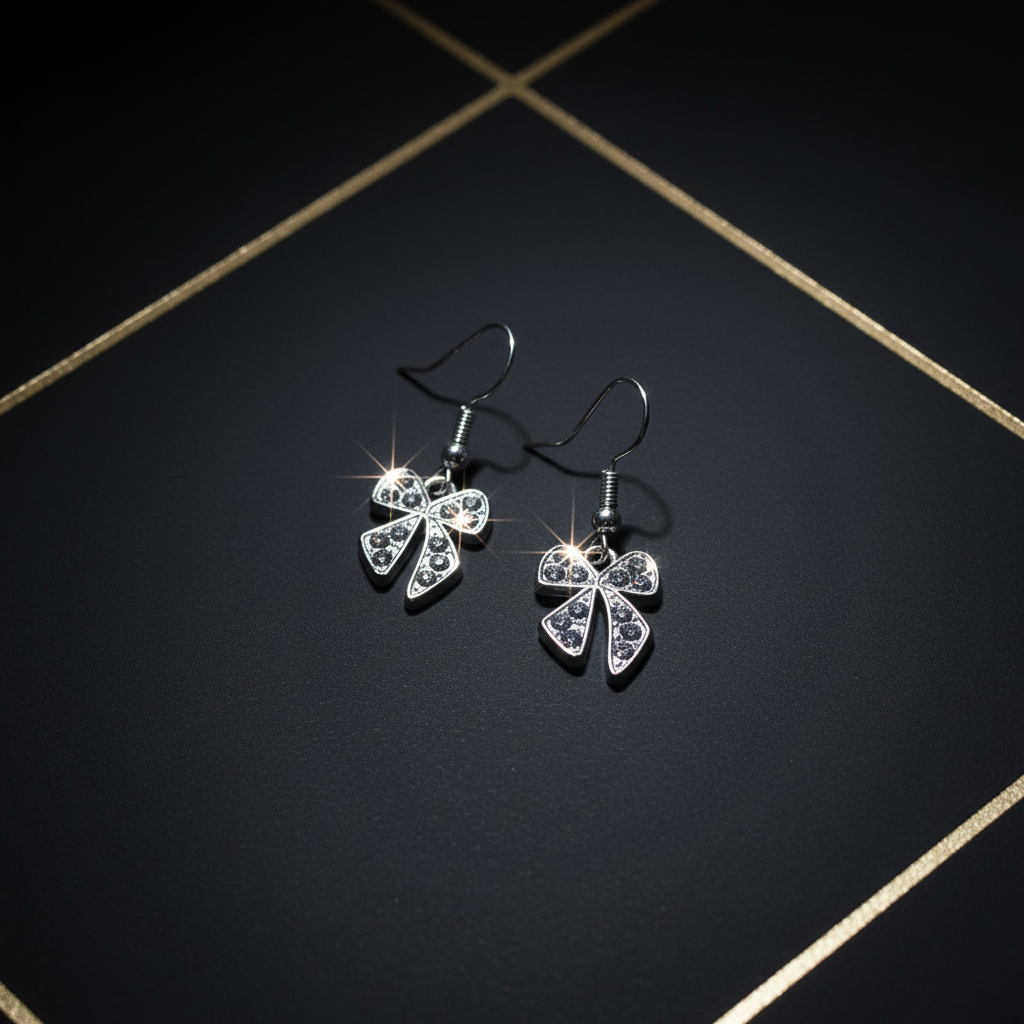 Schleifen-Ohrhänger mit Gold-Akzenten