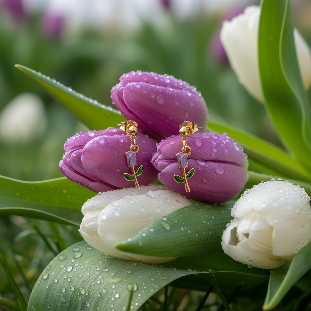 Tulpen-Ohrstecker Morgentau