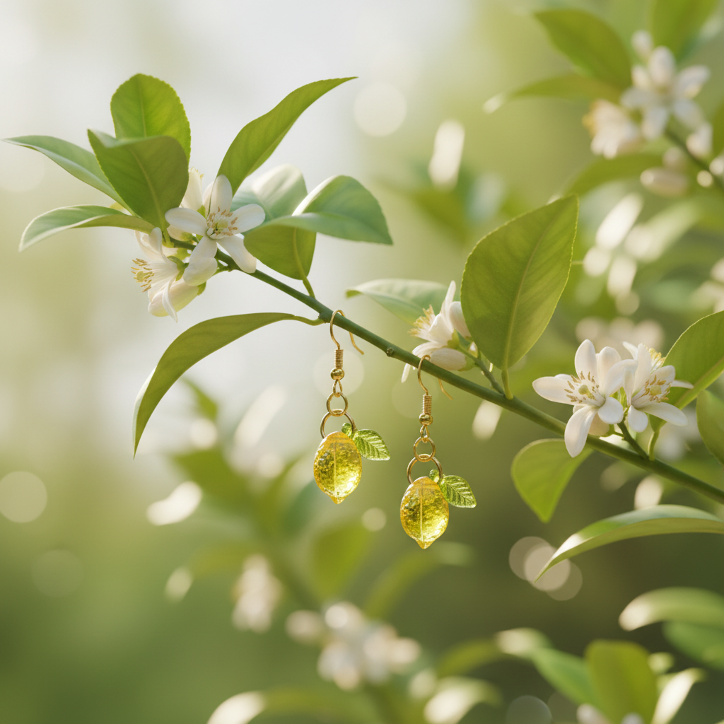 Zitronenbaum-Zweig mit Blüten